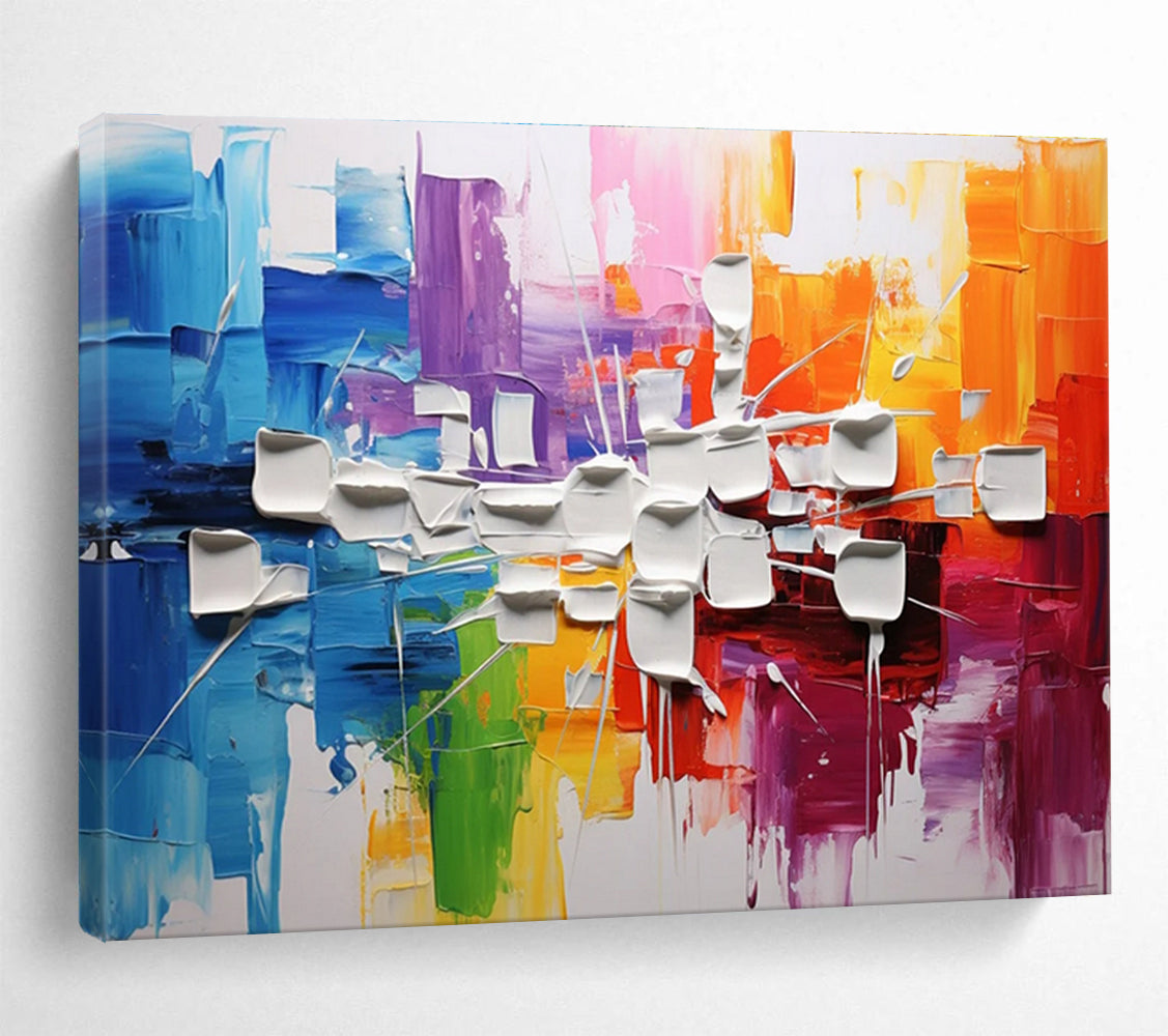 Color - Blocked 3D Abstract Painting with Vivid and White Elements THY297