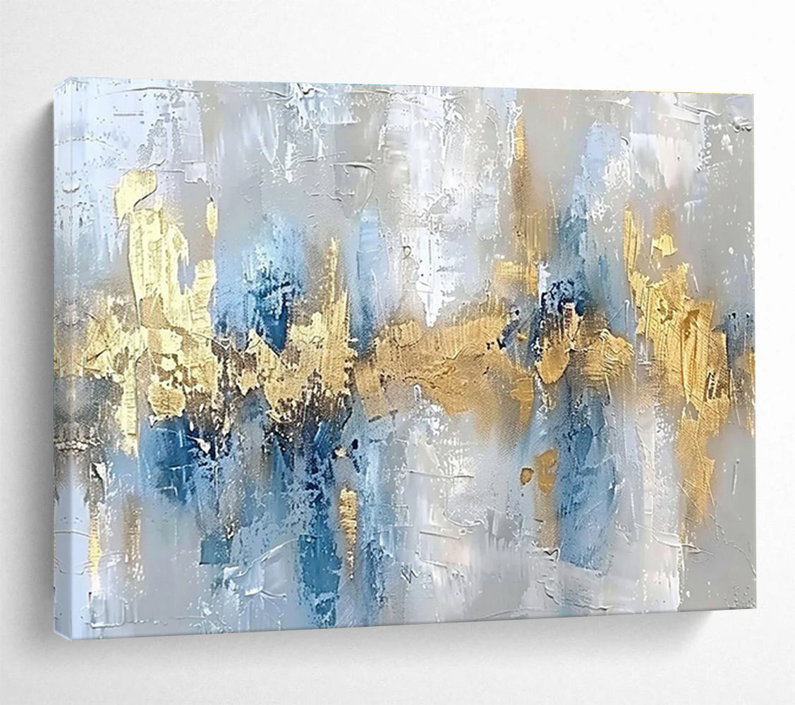 Gold Blue Grey Abstract Painting THY045