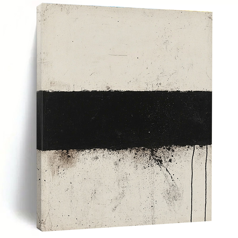 Black and White Abstract Painting with Textured Contrast GER143