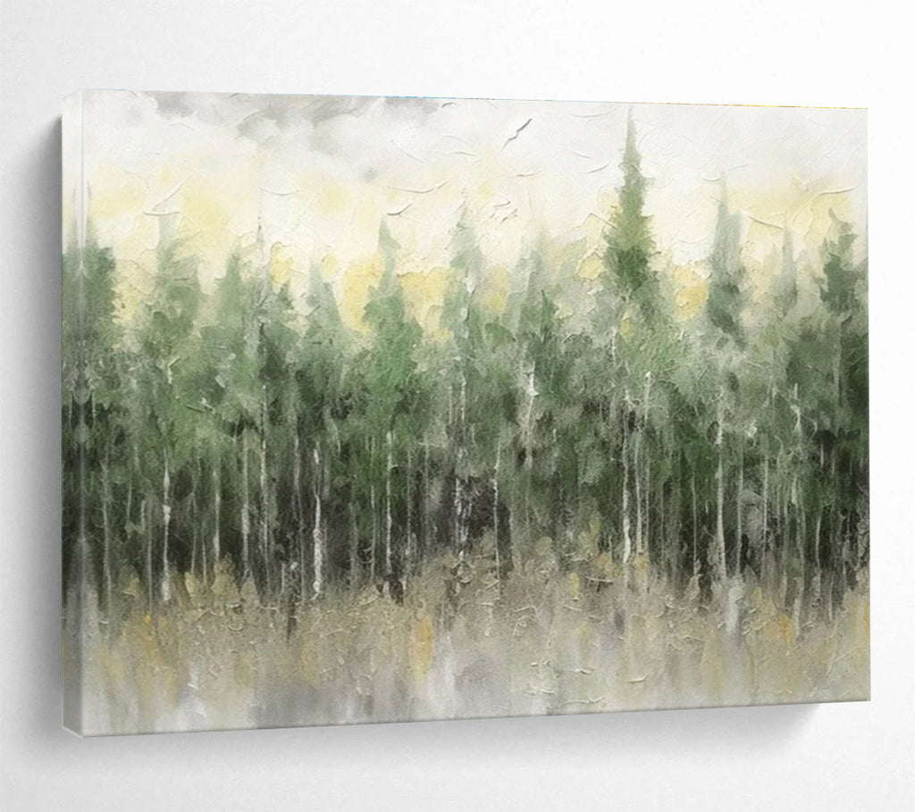 Green Grey Forest Mist Abstract Painting THY064