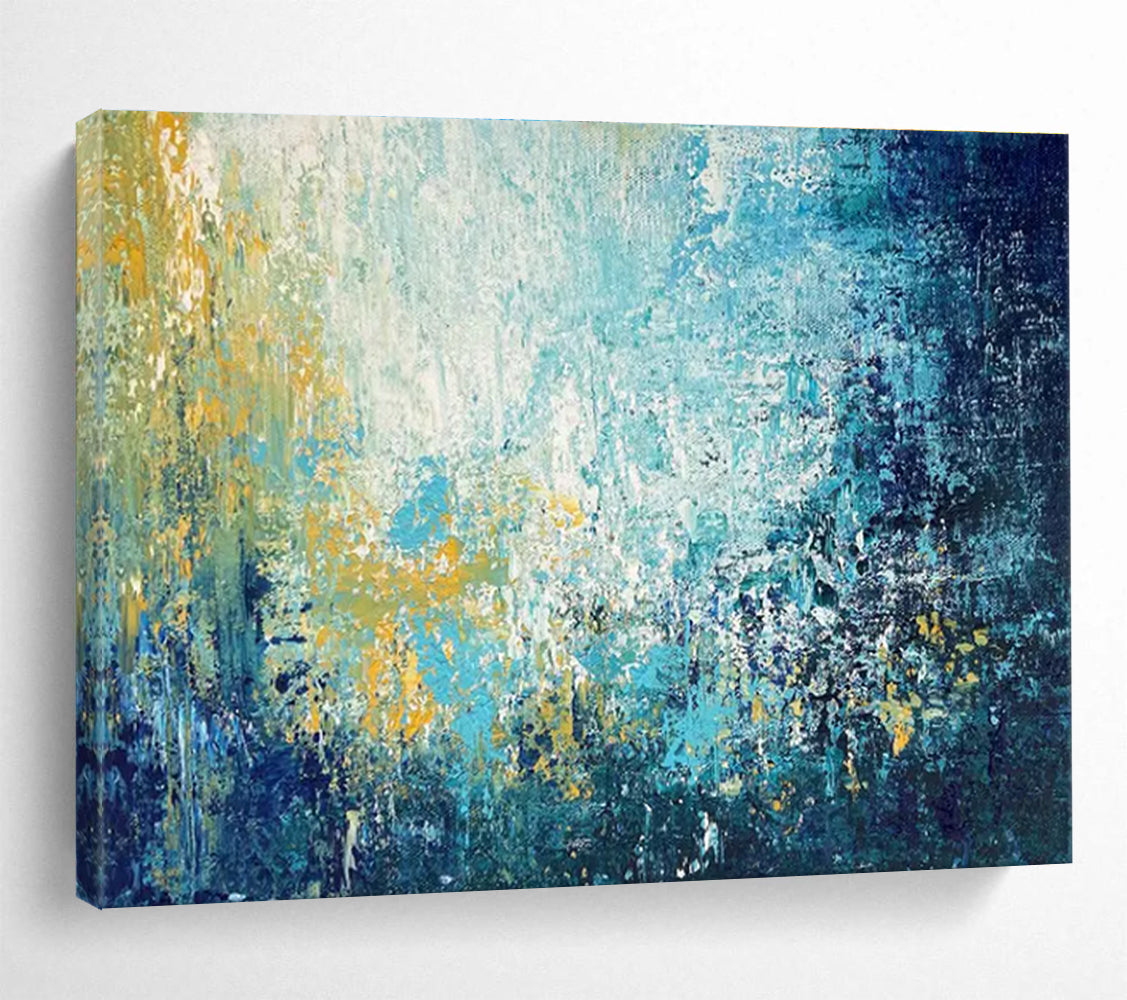 Blue Gold Abstract Painting with Light - Filled Abstraction THY327