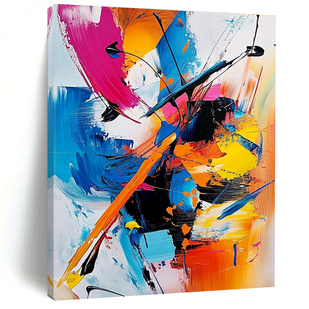 Colorful Dynamic Abstract Painting with Bold Strokes GER640