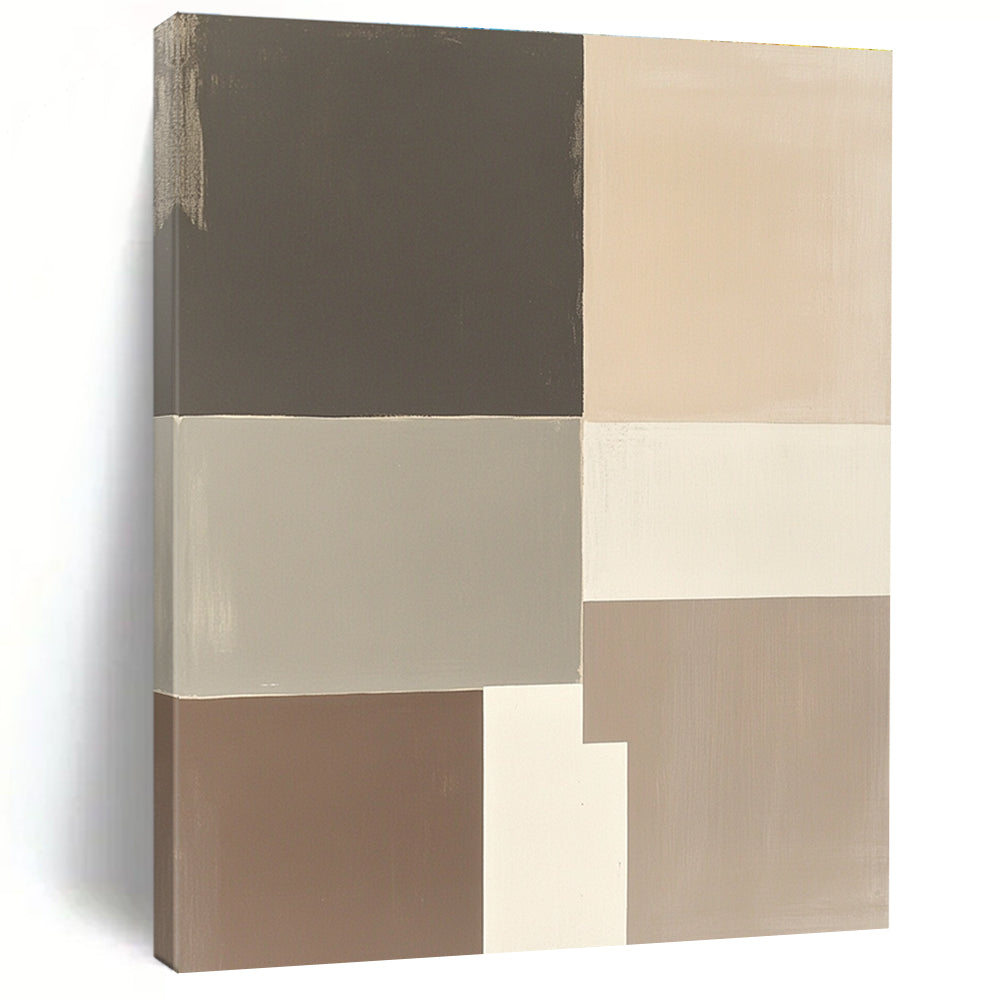 Neutral Toned Color Block Abstract Painting with Geometric Forms GER003