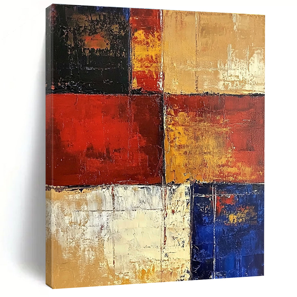Red Yellow and Blue Abstract Painting with Geometric Blocks GER475