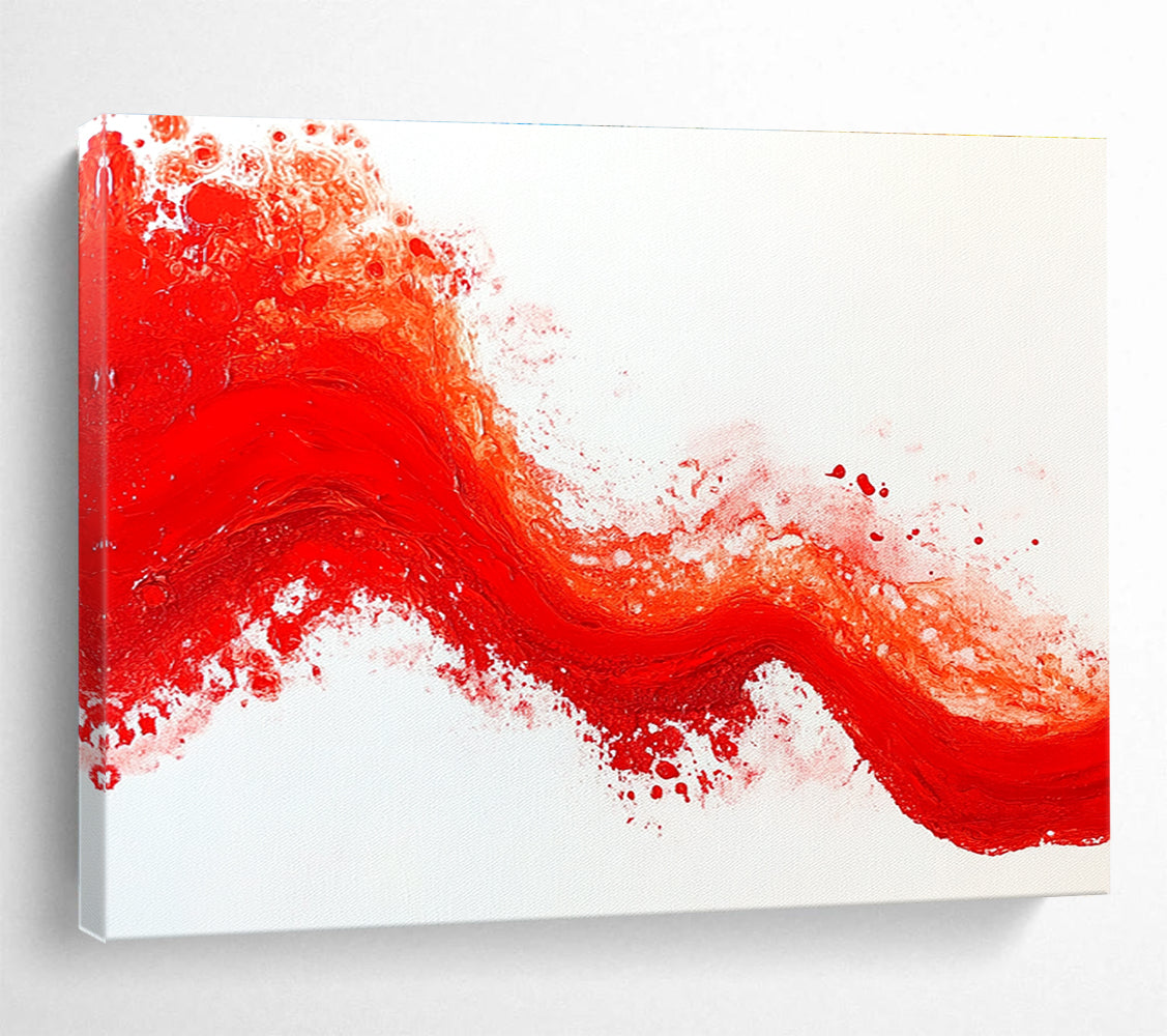 Red Wave on White Background Abstract Painting with Textured Brushstrokes DYP200