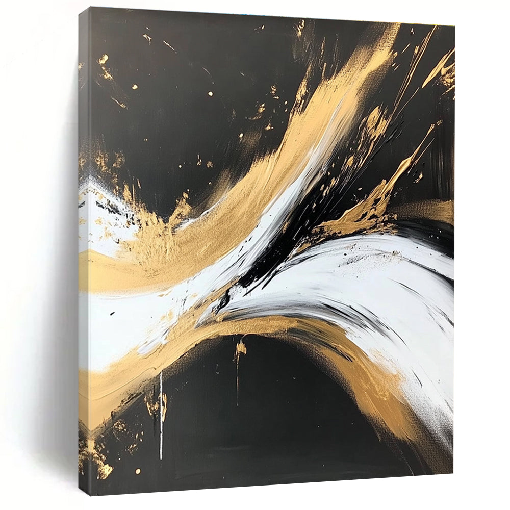 Gold - Streaked Abstract with Black, White, and Gold GER316