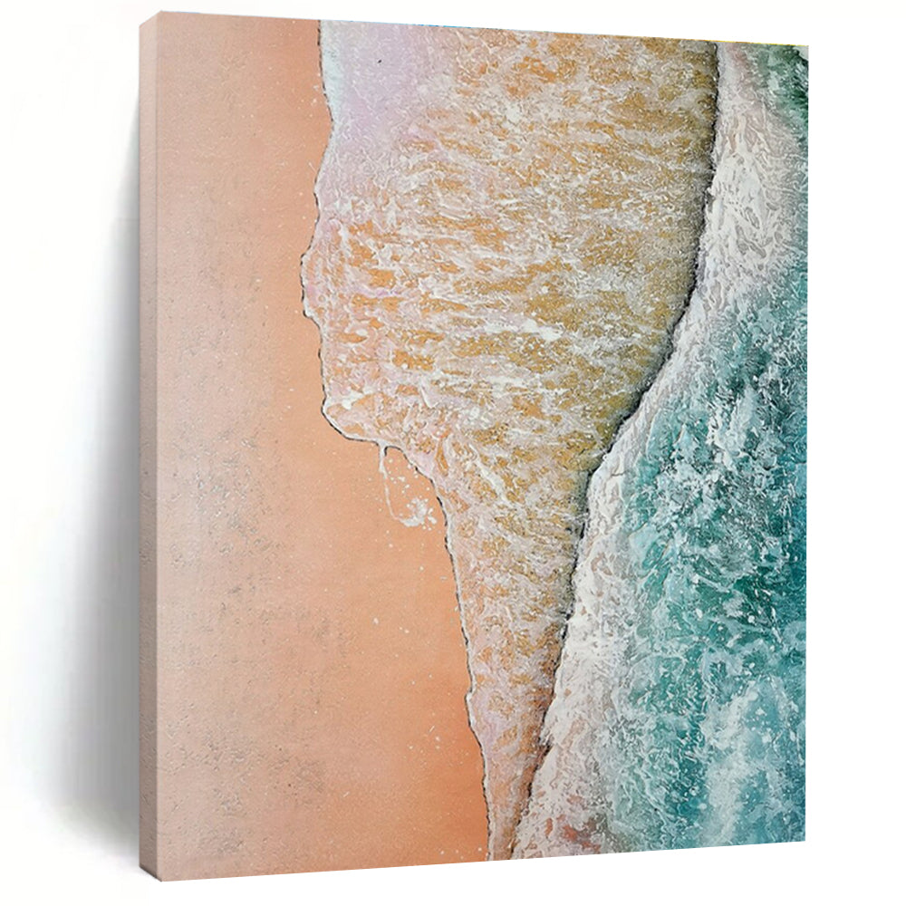 Peach Blue Green Aerial Abstract Painting ADGE044