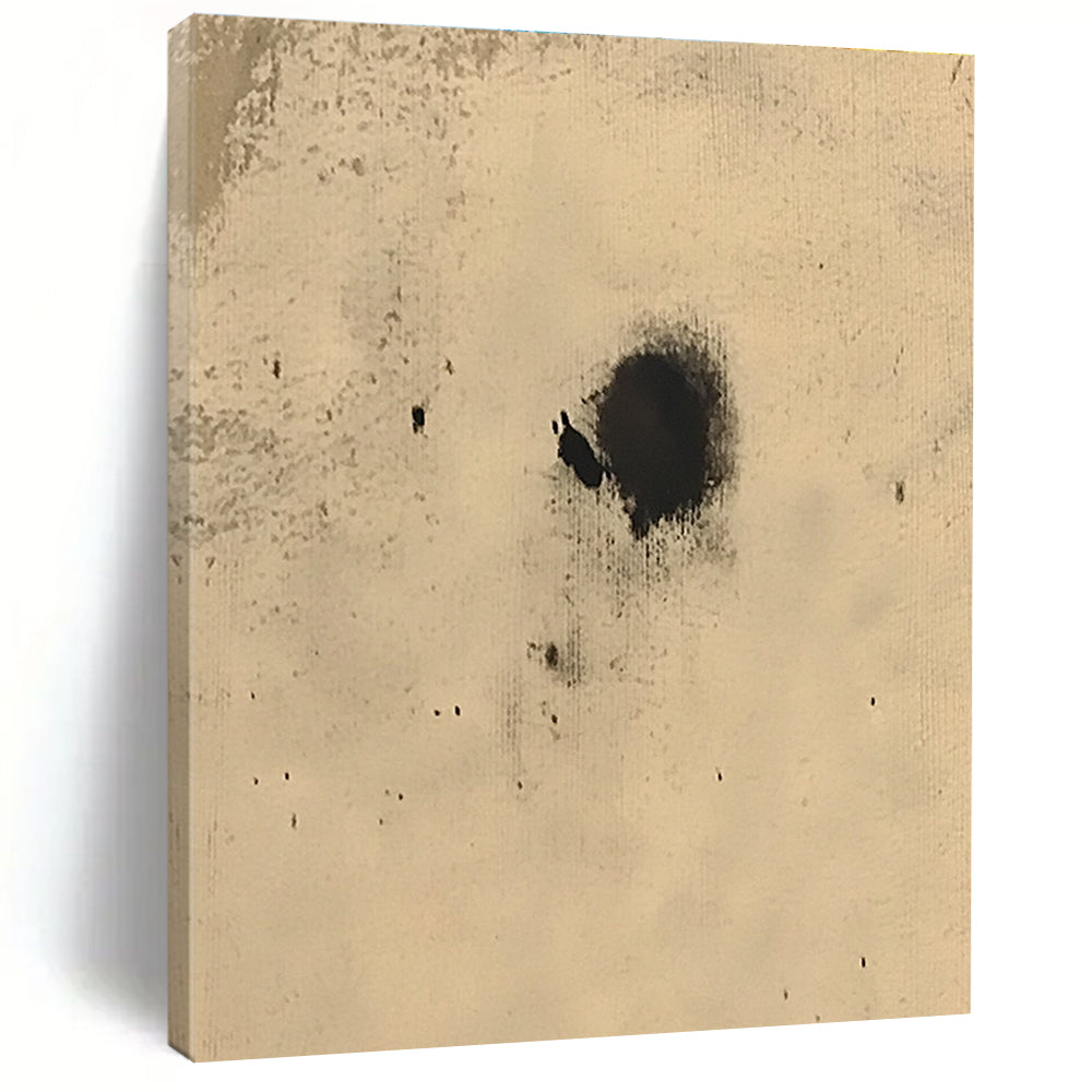 Black Spots on Beige Abstract Painting with Random Textures GER018