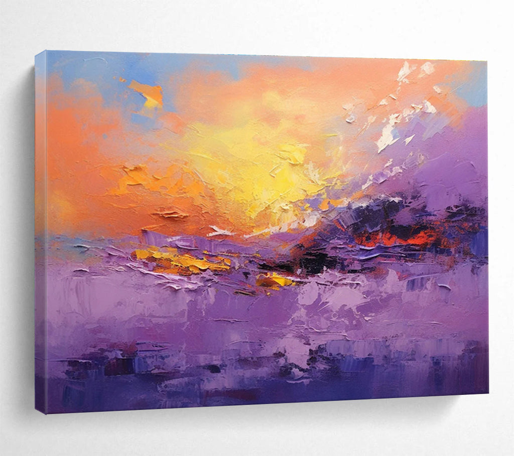 Purple and Orange Tones Abstract Landscape Painting THY083