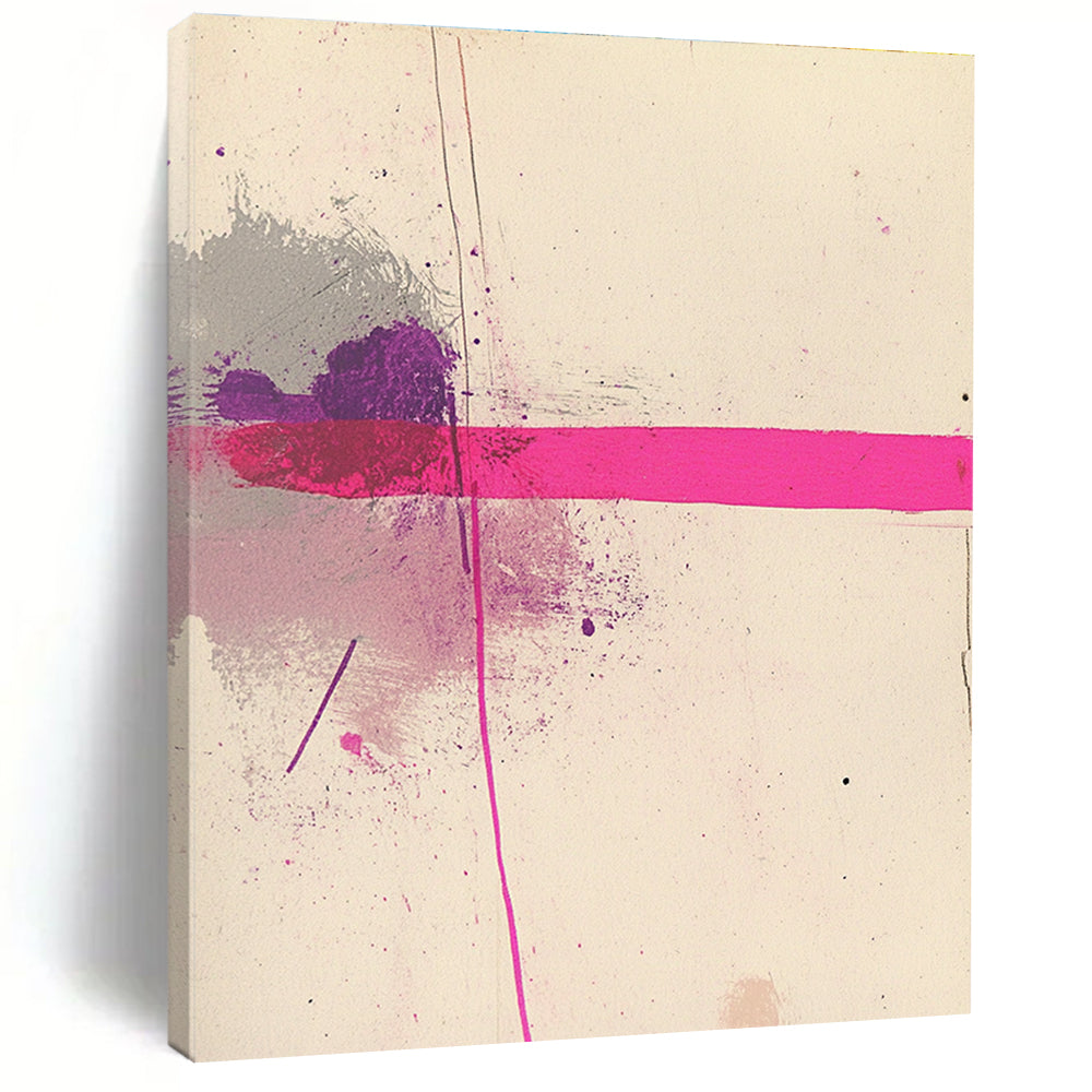 Large abstract pink line artwork on white paper accented with grey and purple for a modern artistic touch.STSC1181