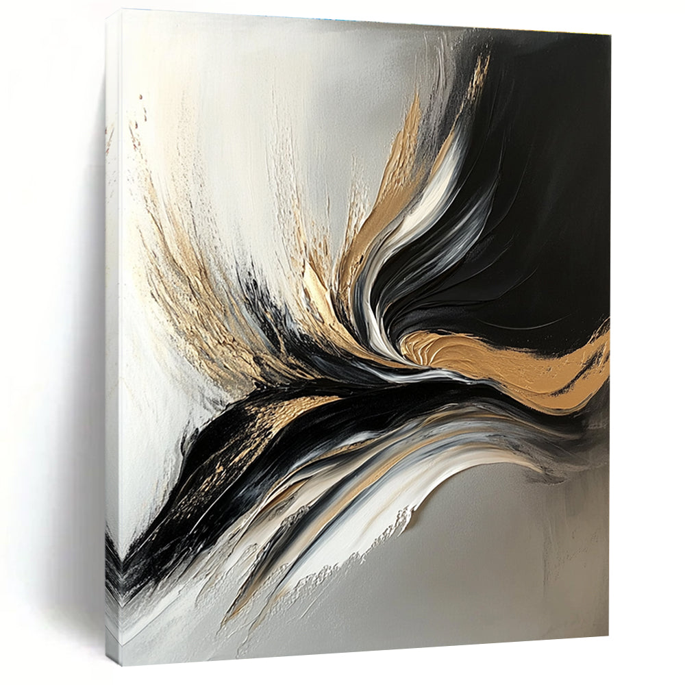Gold Accent Abstract with Black White and Gold GER343