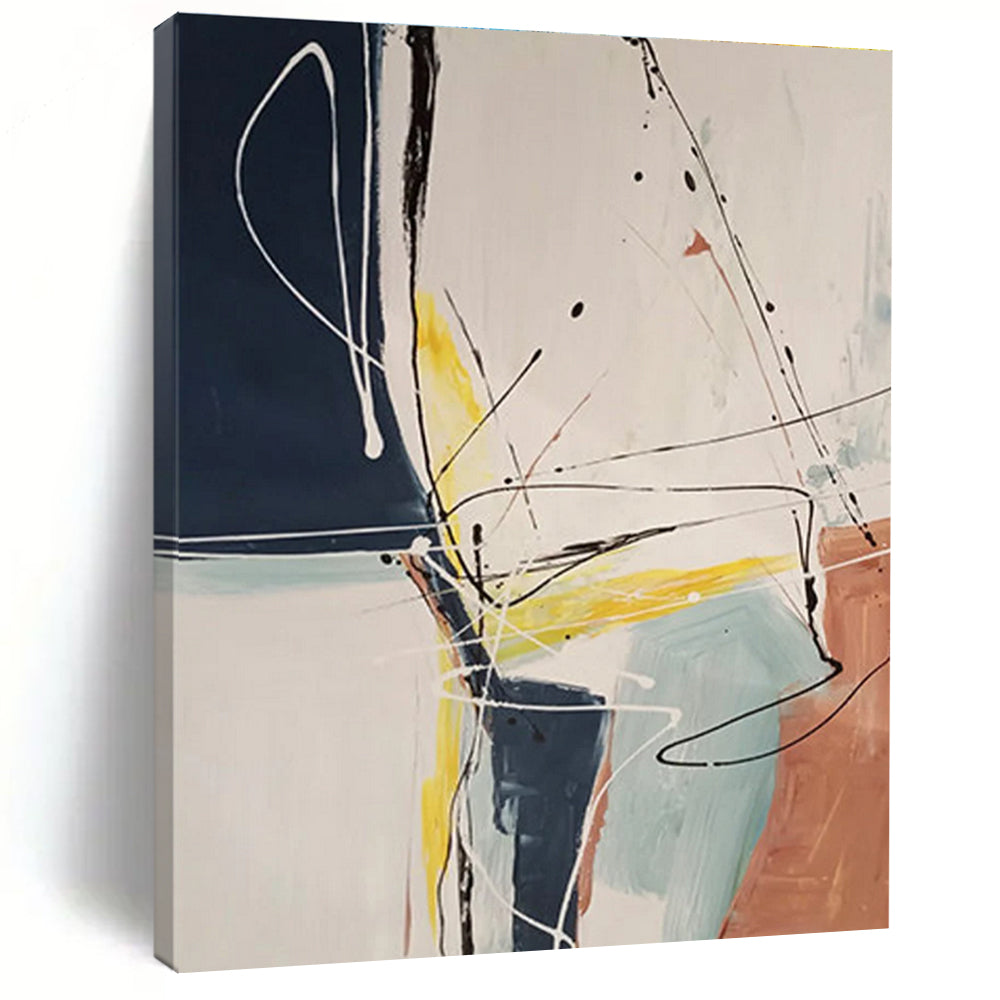 Black Yellow Blue Abstract Painting ADGE037