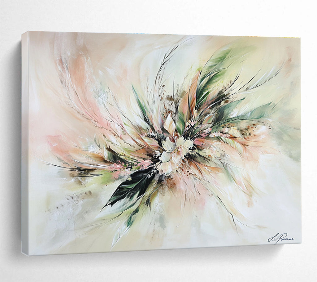 Soft - Toned Floral Abstract Painting with Delicate Brushstrokes DYP146