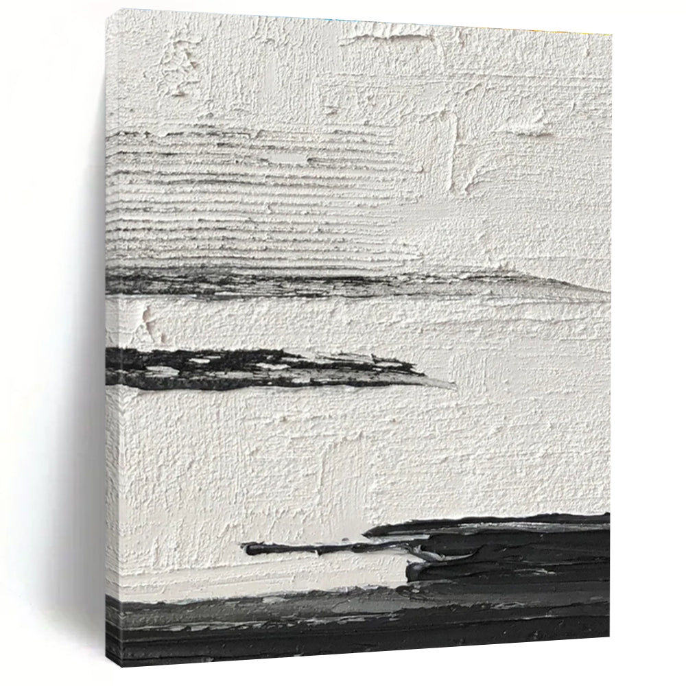 Black and White Textured Layers Abstract Work ADGE369