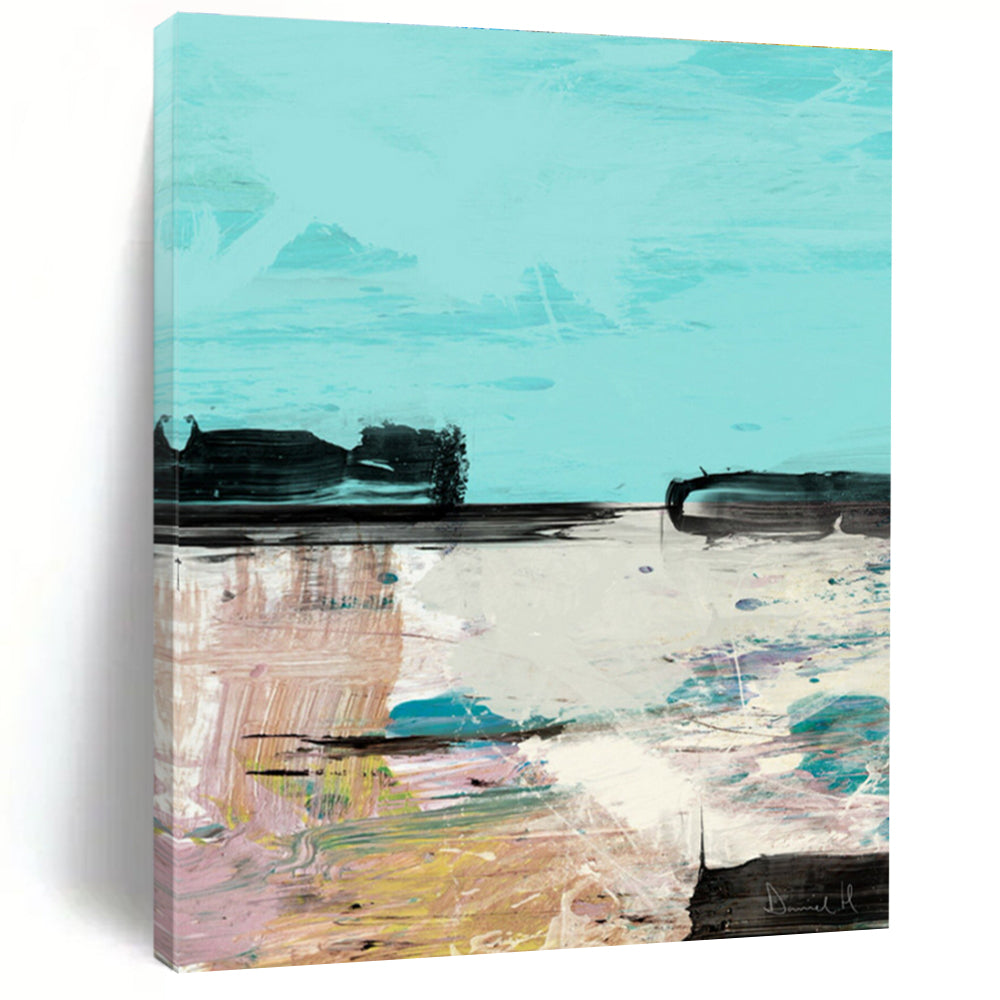Coastal Abstract in Blue with Colorful Accents Painting ADGE197