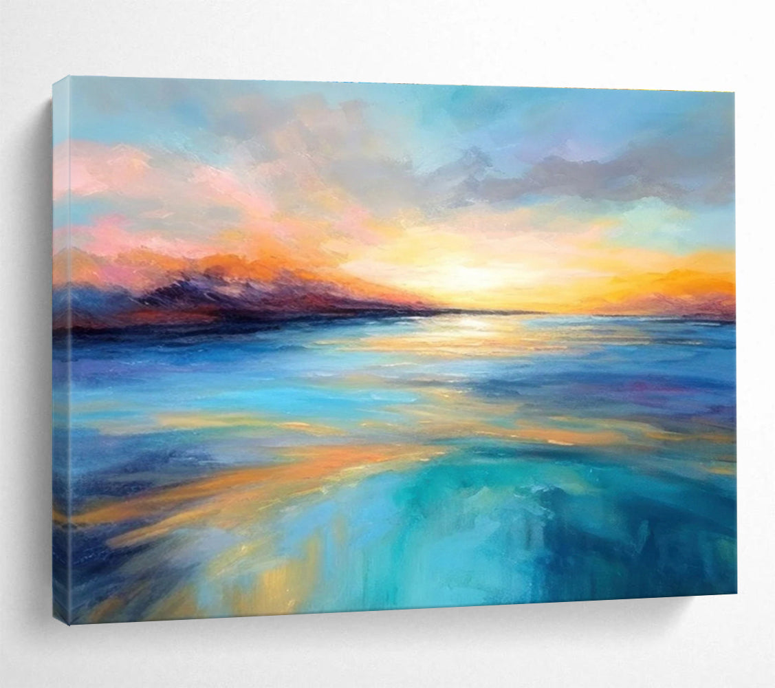 Vivid Color Sunset Sea Abstract Painting THY068