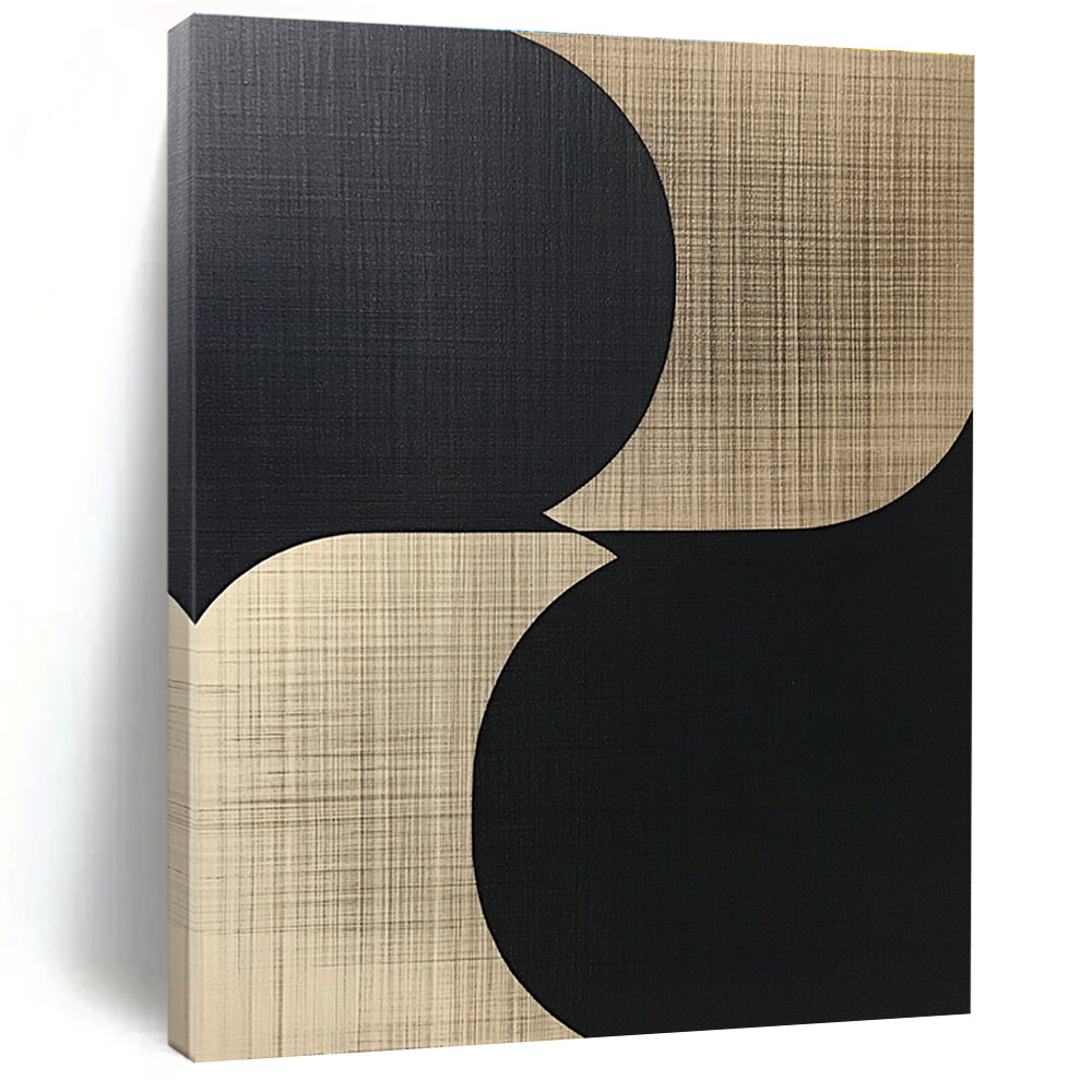 Beige Black Circular Shapes Abstract Painting GER839