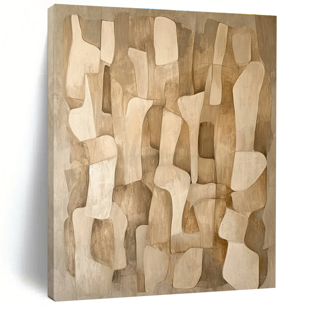 Beige Brown Abstract Geometric Painting ADGE021