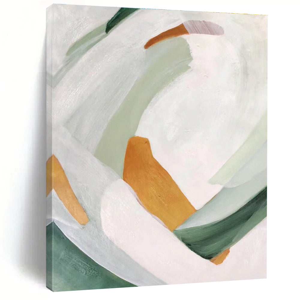 White Green and Gold Abstract Painting ADGE257