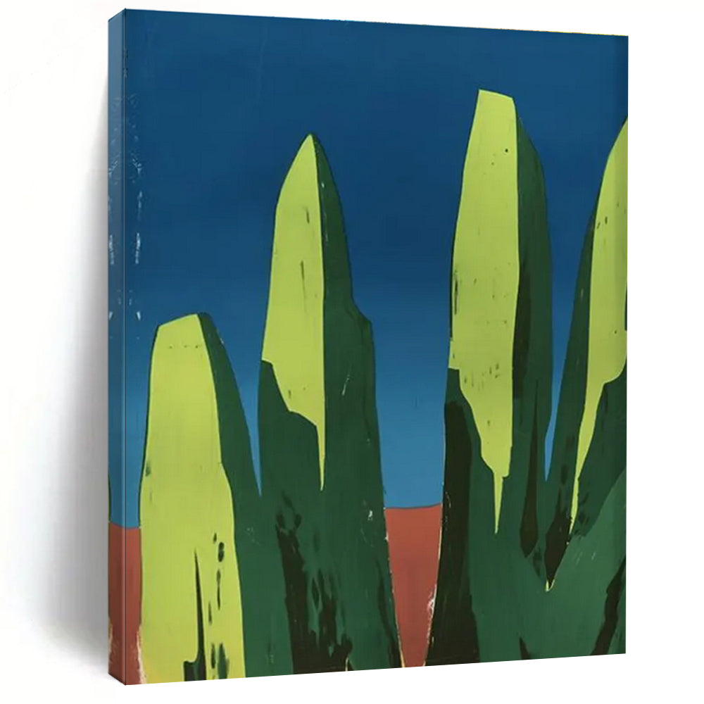 Minimalist Abstract Cacti Painting with Bold Colors ADGE093