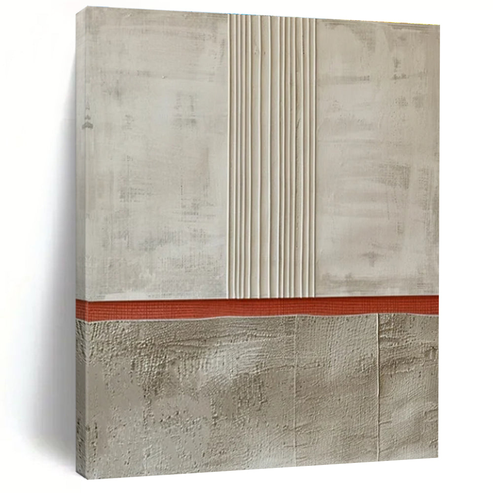 Beige Grey Red Minimalist Abstract Painting ADGE026