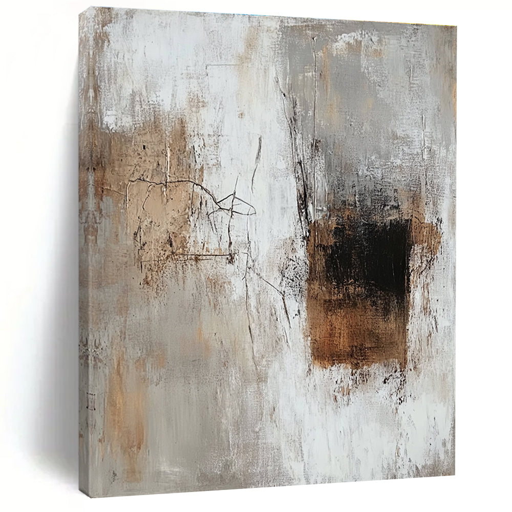 Neutral Textured Abstract Painting with Beige Gray and Brown GER689