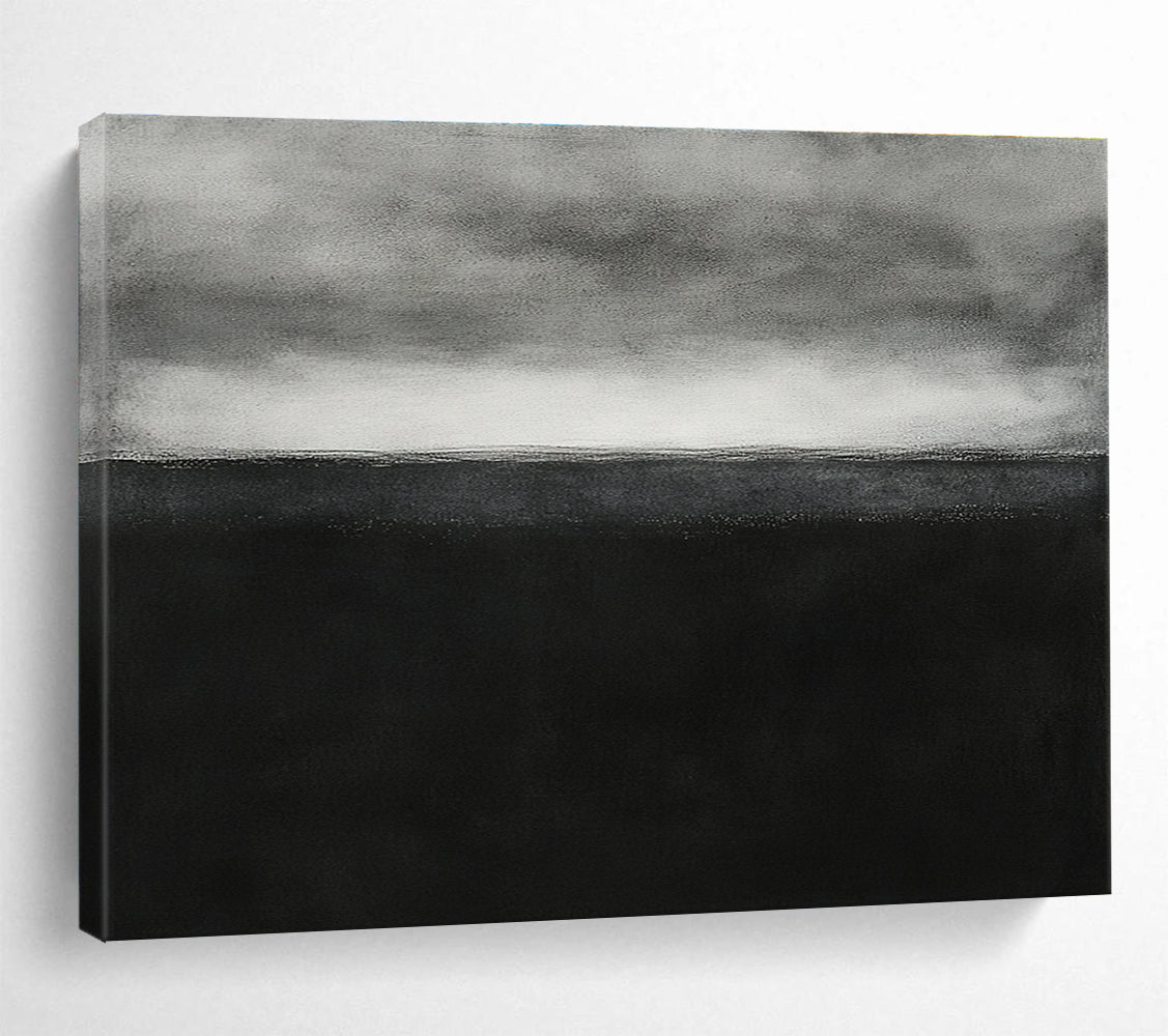 Black and White Sea Horizon Abstract Painting DYP093