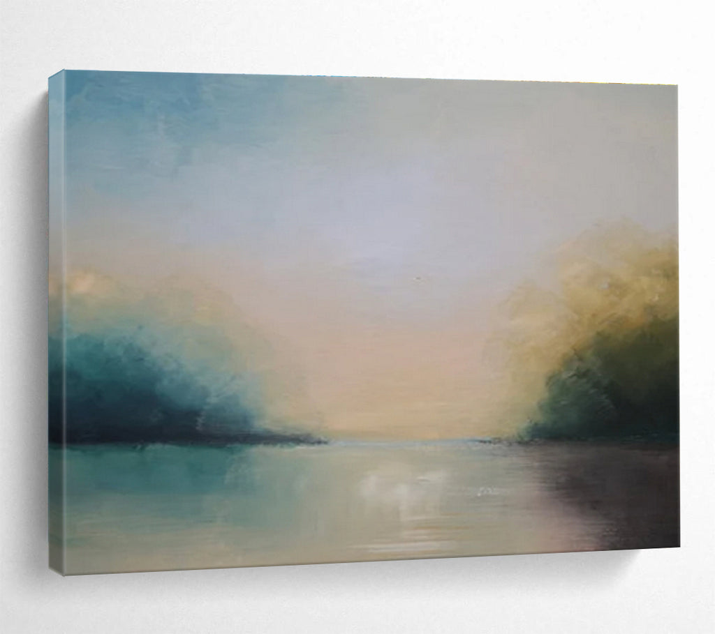 Soft Toned River Sky Abstract Painting THY014
