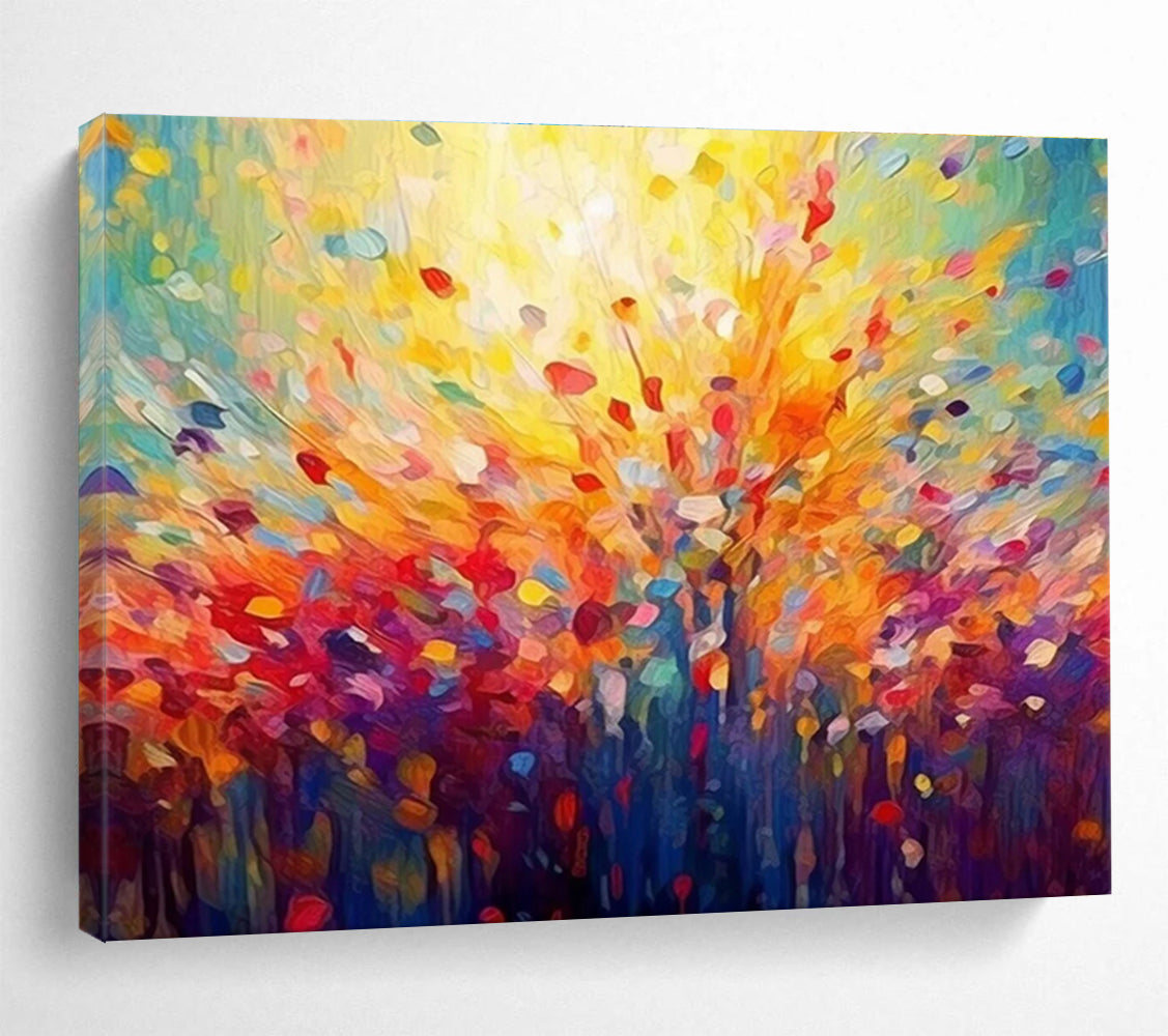 Radiant Tree Abstract Painting with Vivid Color Bursts THY290