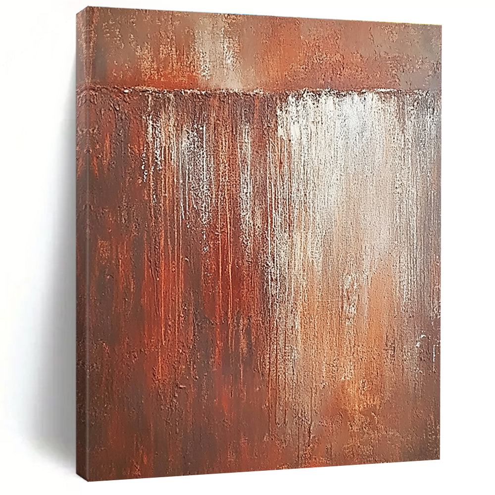 Rust - Colored Abstract Painting with Textured Patina GER137