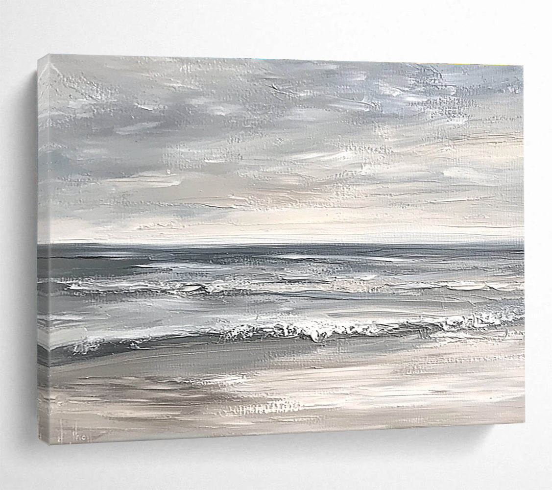 Gray Sea Abstract Landscape Painting with Calm Tones DYP435