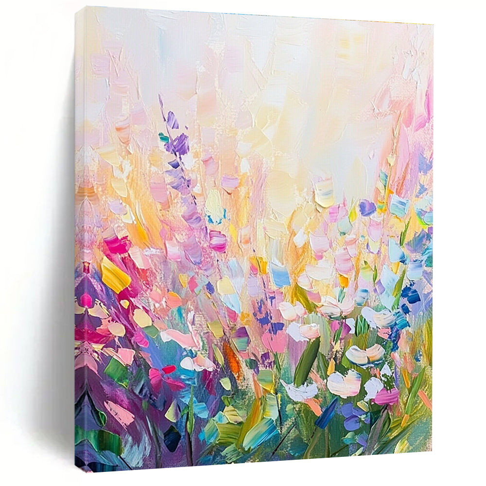 Abstract painting featuring colorful wildflowers in a vibrant dreamy style showcasing the beauty of nature and artistic expression.STSC1286