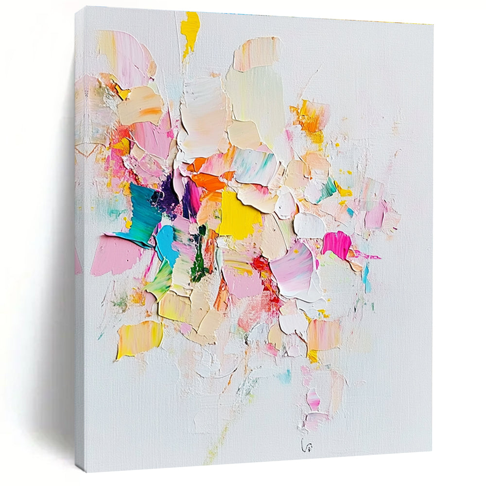 Pastel Patch Abstract Painting with Layered Colorful Textures GER657