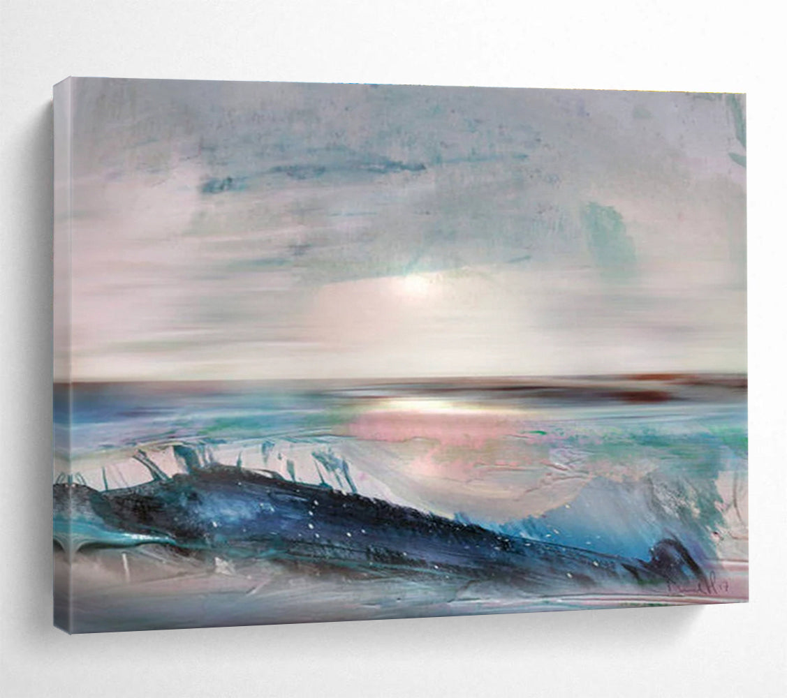 Sea and Sun Abstract Painting with Pastel and Blue Tones THY148