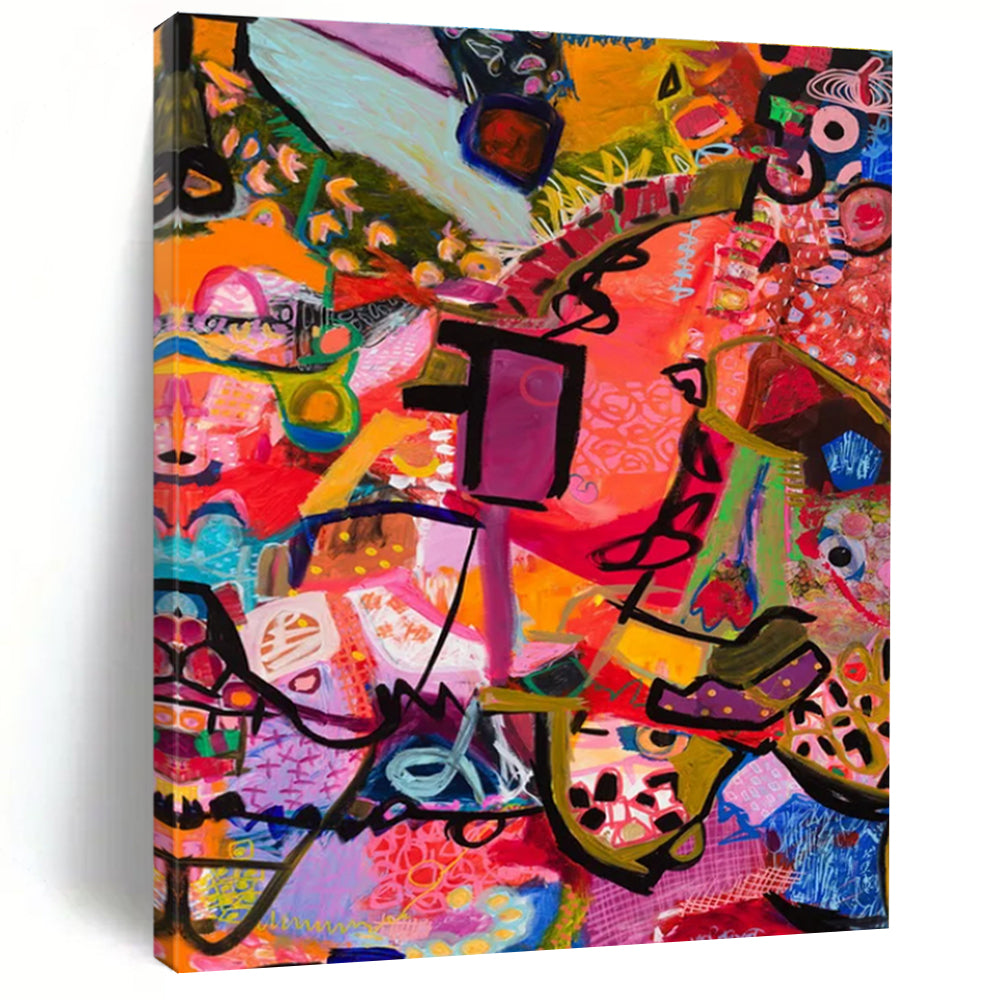 Repeat Vivid Colorful Abstract Painting with Pink and Purple ADGE295