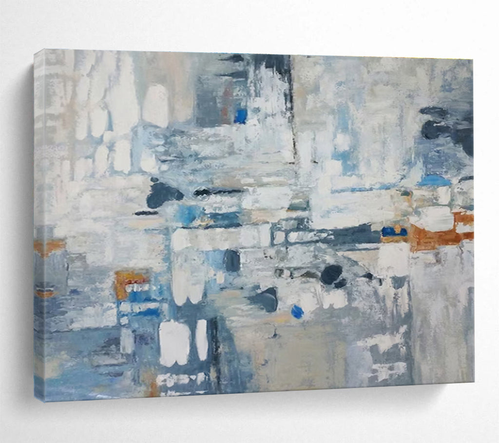 Blue Grey White Abstract Composition Painting THY017