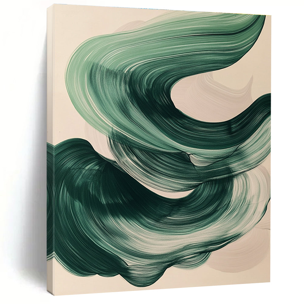 Green Swirl Abstract Painting with Smooth Strokes GER788