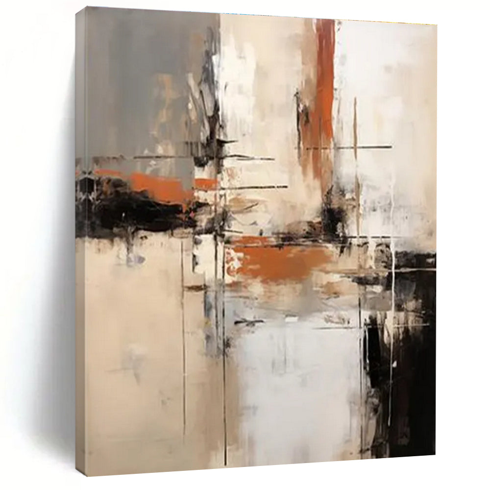 Earth - Toned Abstraction with Gray, Orange, and Beige ADGE112