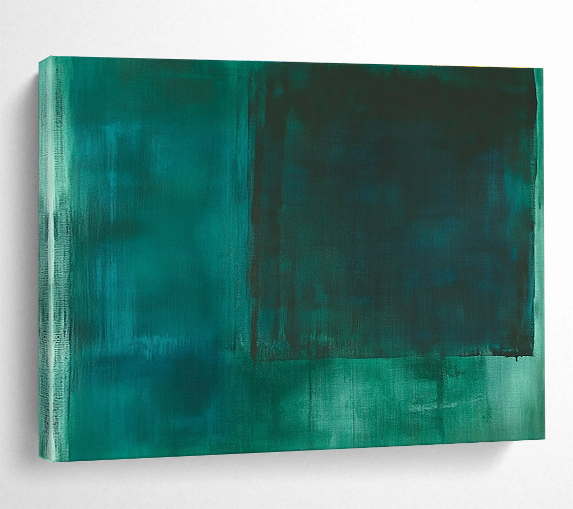 Deep Green Abstract Painting with Rectangular Forms DYP392