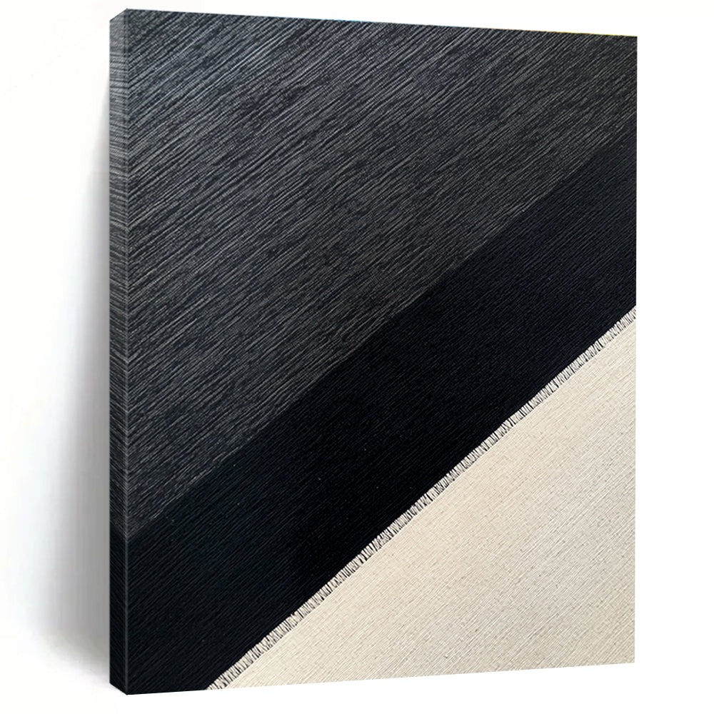 Black and Gray Diagonal Textured Abstract Painting GER215