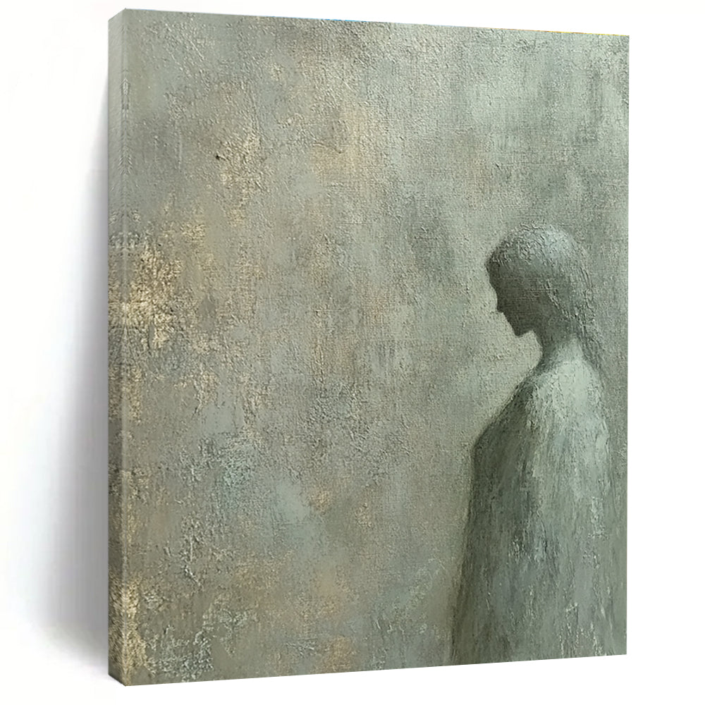 A large abstract painting featuring a flat gray wall texture with subtle noise and color variations in the style of oil painting by Leonardo da Vinci.STSC997