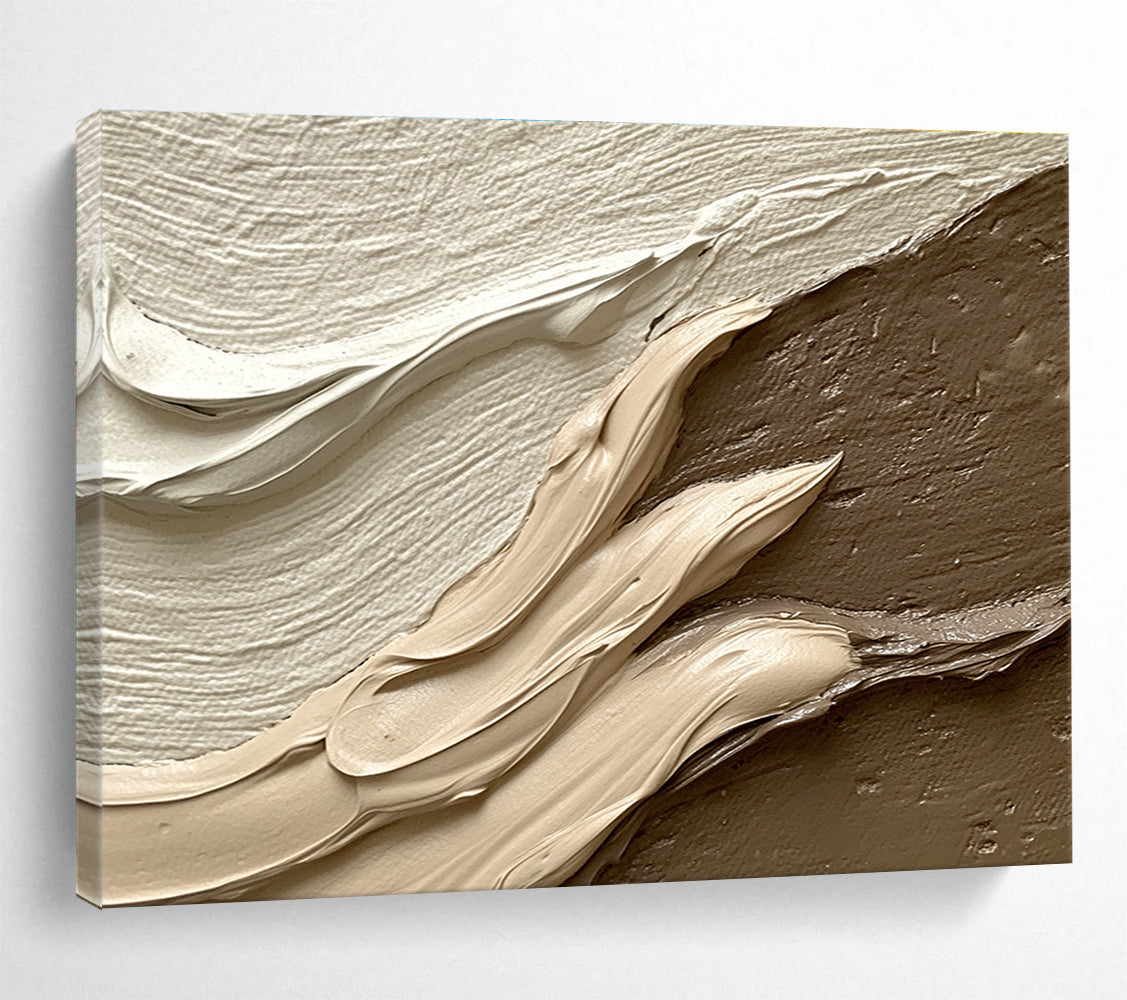 An abstract artwork capturing the intricate meeting of light and dark clay layers with smooth curves and subtle folds, evoking depth and dimension.SC449
