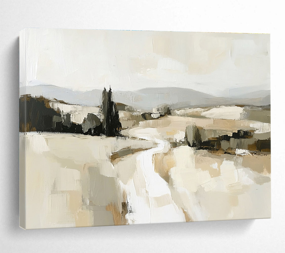 Abstract Rural Landscape Painting with Neutral Tones DYP286