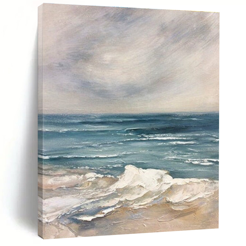 Blue White Grey Sea Abstract Painting ADGE048