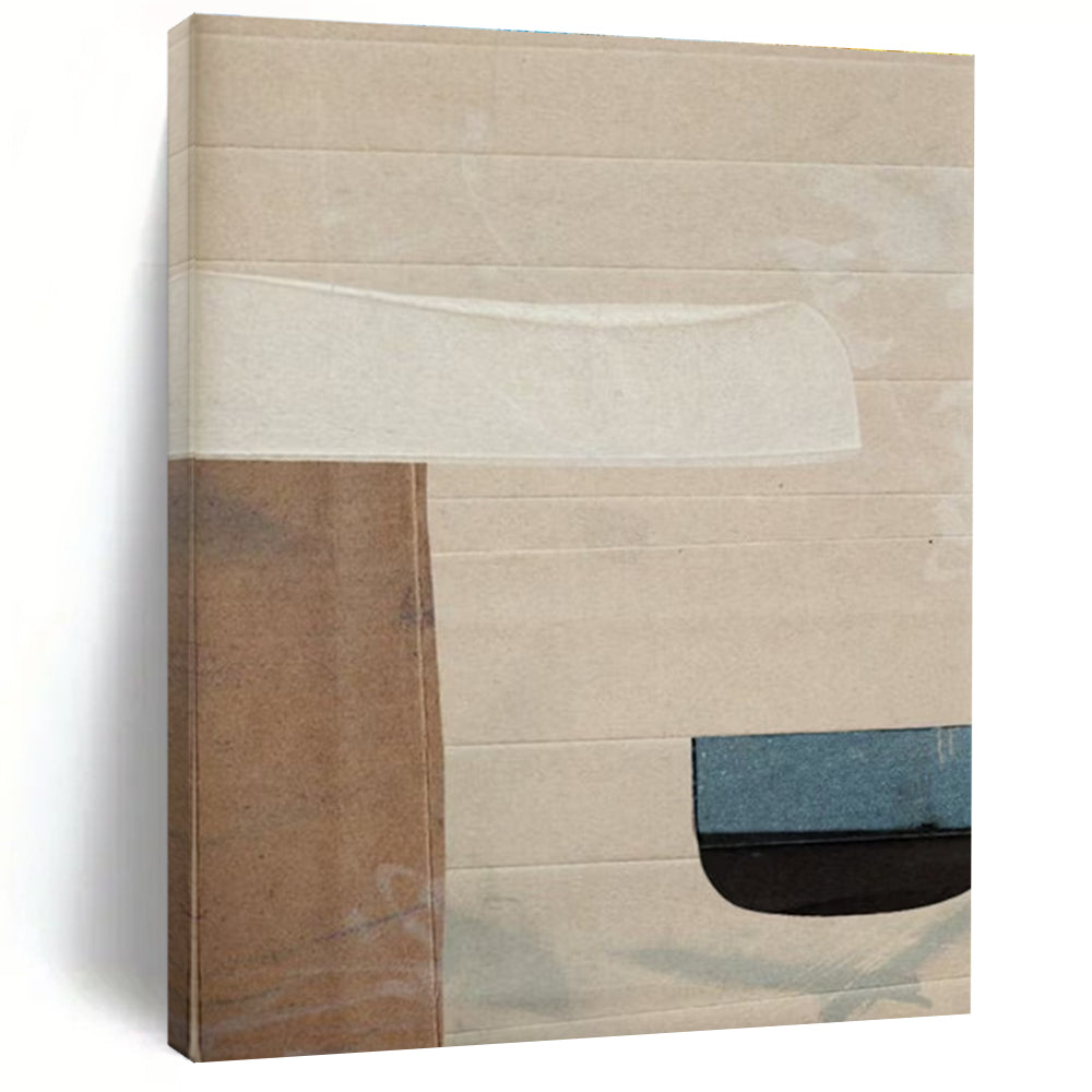 Neutral - toned Collage Abstract Painting on Cardboard ADGE182