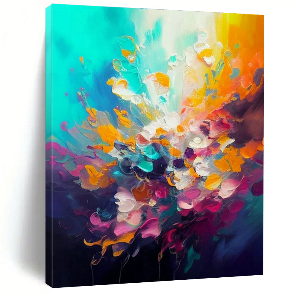 Original Hand-Painted Abstract Canvas for Cottage Living Room Wall Sconce Back Wall & Bedroom Bedside Table Drawer Front Wall DLZ1810
