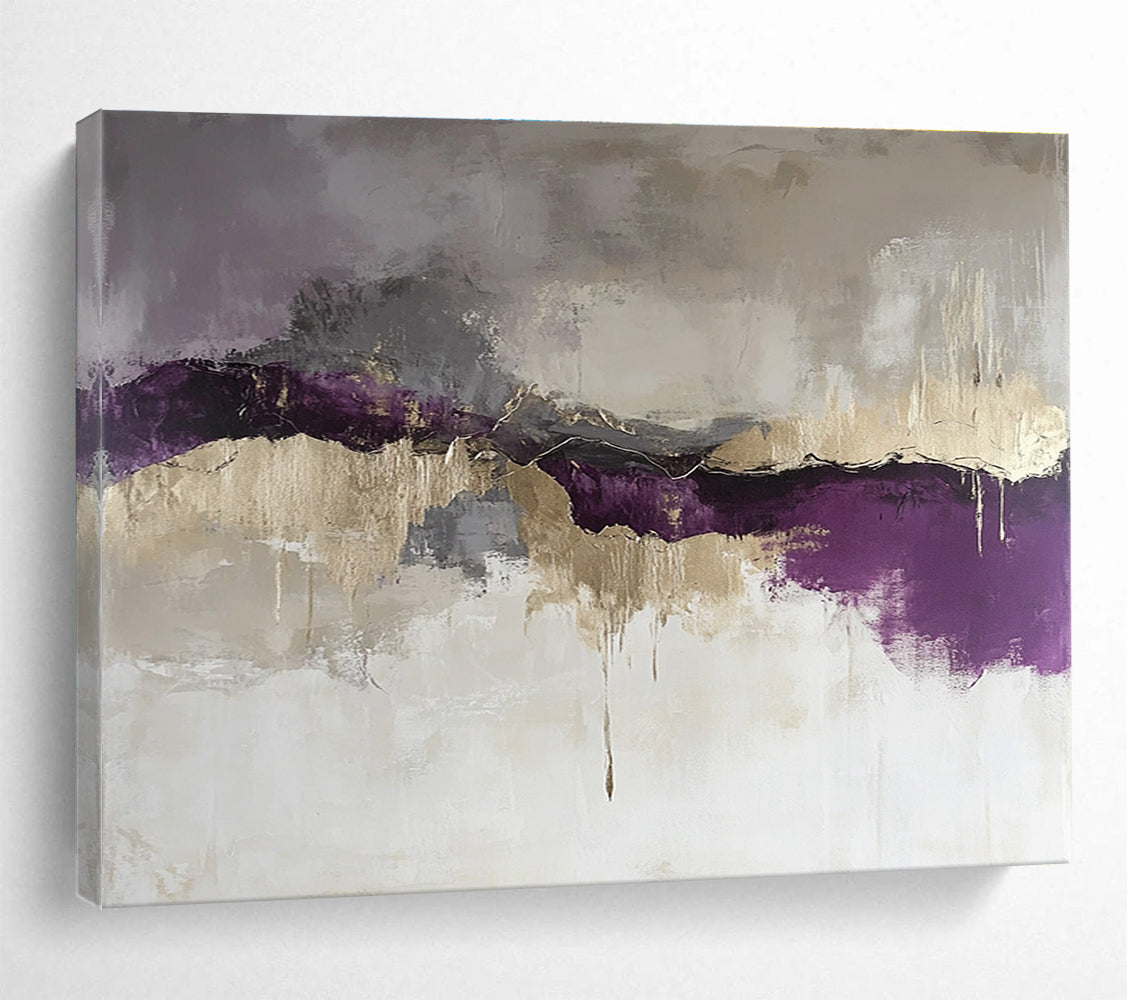 Purple and Gold Abstract Flow Painting DYP474