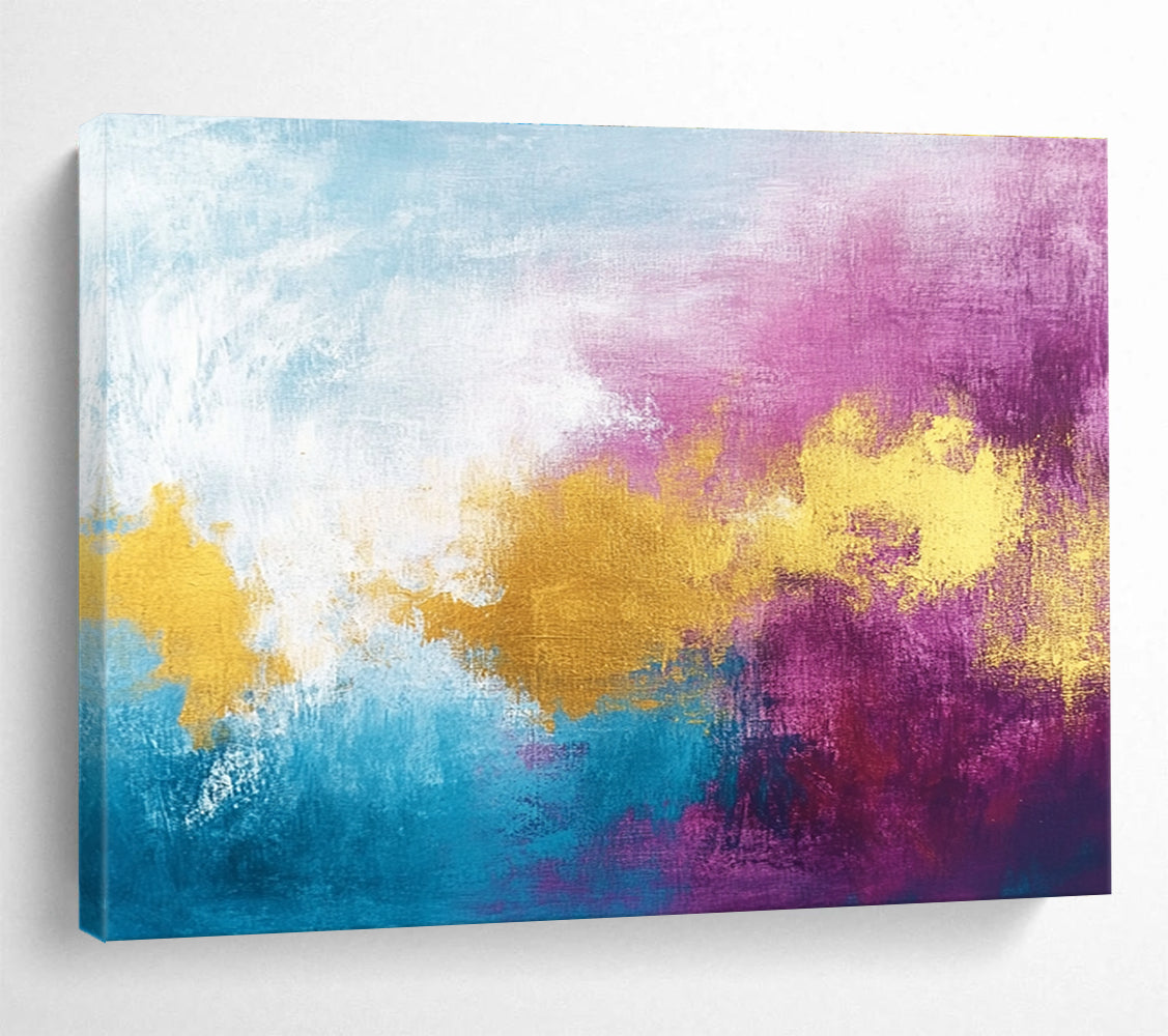 Blue Purple Gold Abstract Painting with Soft Blends DYP480
