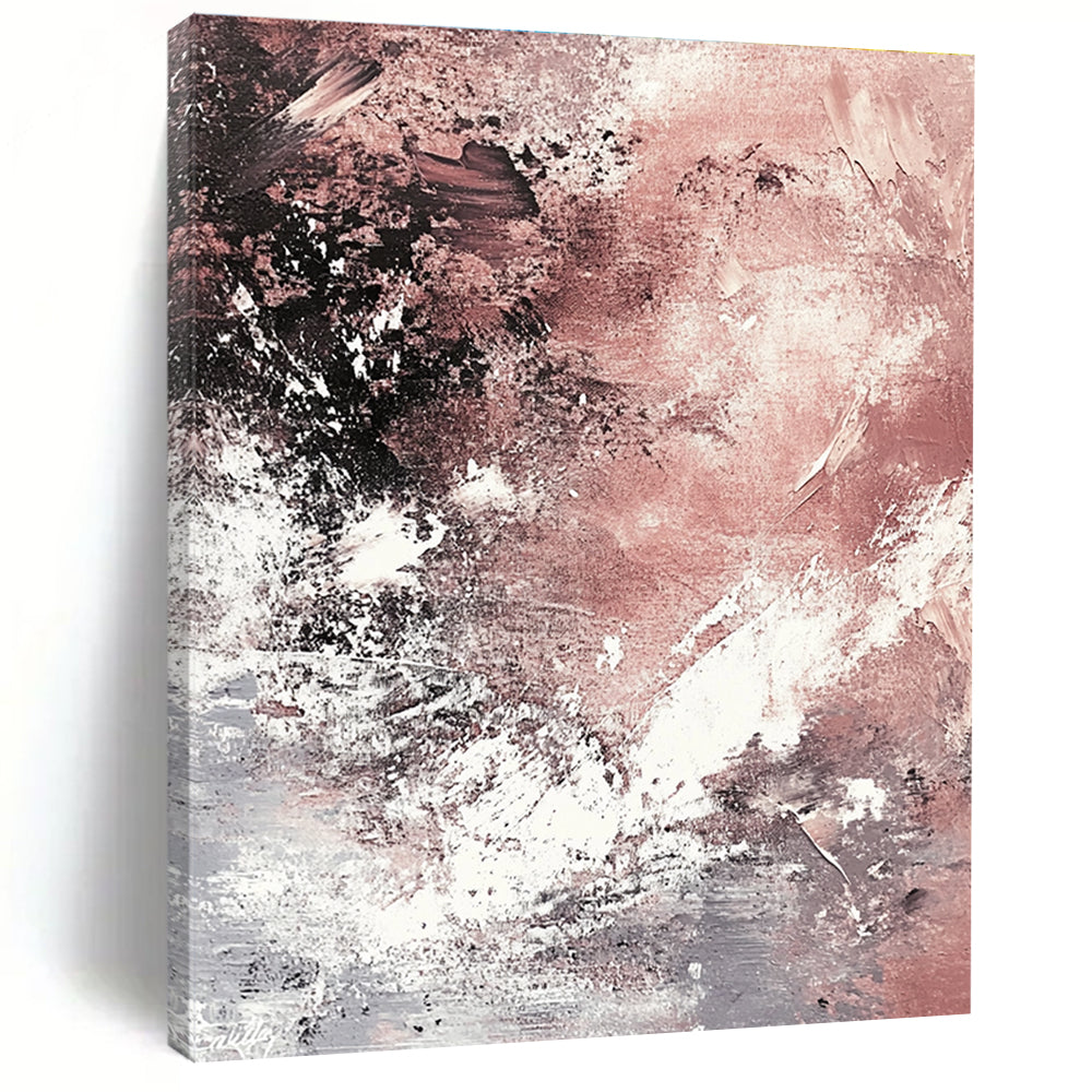 Pink Gray White Abstract Painting with Soft Textures GER745