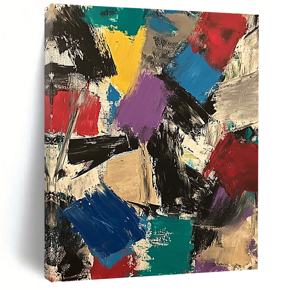 Colorful Patchwork Abstract Painting with Eclectic Shapes GER777